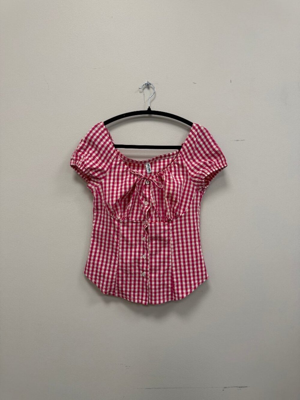 Moschino Mare Red/Pink Gingham Blouse - Size